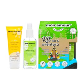 Mon Amour Kit Protección Total Sol & Aventura con Protector Solar En Crema Para Cuerpo y Cara De Alta Protección SPF 50+ de 120 ML y Repelente Contra Mosquitos e Insectos de 125 ML Para Pieles Delicadas de Bebés, Niños y Toda la Familia Desde Recién Nacidos