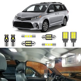 LIGHSTA 16PCS Super Bright White LED Interior Light Kit Package for Toyota Sienna 2011 2012 2013 2014 2015 2016 2017 2018 2019 2020 2021 + License Plate Lights and Install Tool
