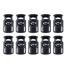 lingzaling Spring Cord Stoppers Single Hole Cord Lock Barrel Shape Hole Diameter Approx. 0.3 inches (8 mm), Black (Pack of 10)