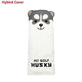 Outdoor Leisure Lovely Husky Golf Driver Head Cover Cartoon Animal #1#3#5#7 Woods PU Leather HeadCover Dustproof Covers (1 pcs Hybird Cover)