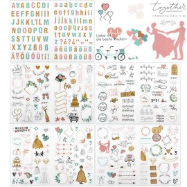 TMBMLPP Sticker Wedding Guest Book (321Sticker) - Wedding Sticker for Guest Book and Photo Album, Wedding Sticker with Lots of Love, Vintage Sticker Wedding (German and English)