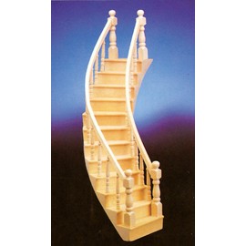 Handley House Dollhouse Miniature Assembled Right-Curve Staircase