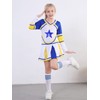 LOLANTA Girls Cheerleading Costume Kids School Cheerleader Outfit Attach Poms