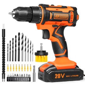 20v Drill Driver Set,Cordless Drill with Battery and Charger,LED Drill Tools Kit,25+1 Torque Setting and 43pcs Drill Bits