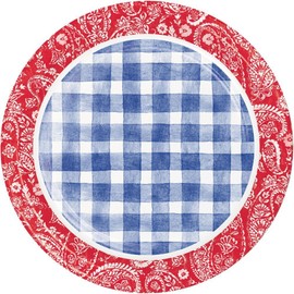 Creative Converting Paisley and Plaid Picnic Paper Plates, 8 Count