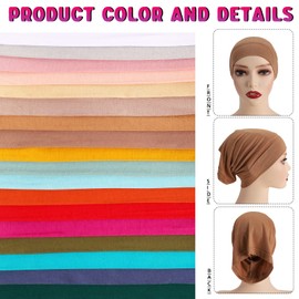JenPen 18 Pcs Hijab Undercap Scarf Hijab Cap Unisex Dreadlock Cap Turbans Women Stretch Under Caps Solid Color Hijab Cap(Fresh Color)