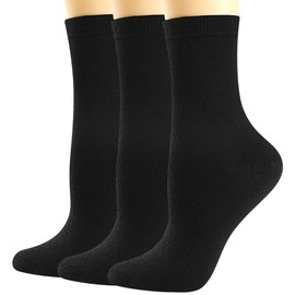 BISOUSOX Thin Merino Wool Boot Socks for Women, Warm Black Winter Cozy Comfy Breathable Dress Crew Hiking Socks Womens