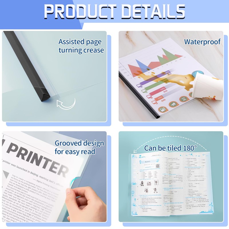 13 Pack Report Covers with Sliding Bar, Clear Report Covers