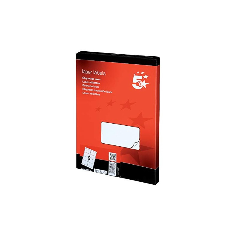 5 Star Office Multipurpose Labels Laser 8 per Sheet 99.1x67.7mm