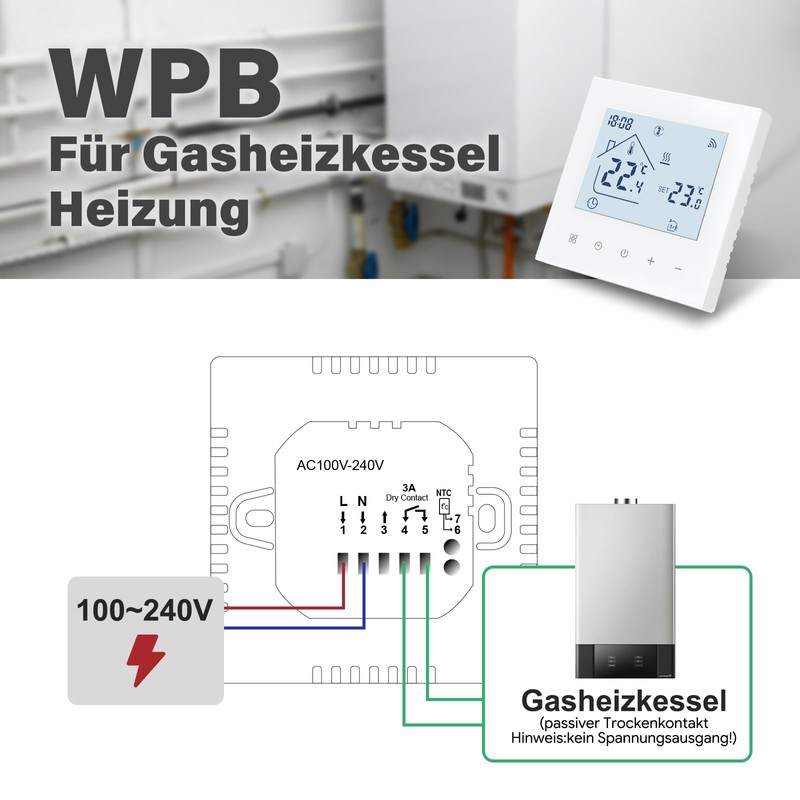 Beok Thermostat Heating Smart WLAN Thermostats for Boiler Heating Programmable