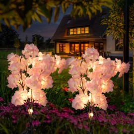QINGYA Solar Lights Outdoor Waterproof, Solar Garden Lights Outside Decor,Yard Patio Lights Outdoor Solar Powered Flowers Gifts for Mothers Day Mom Women,2 Pack