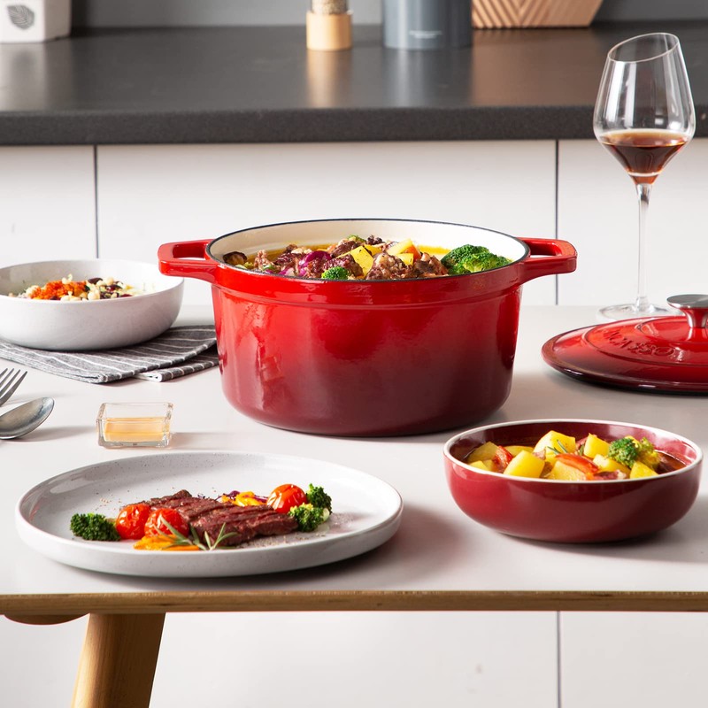 vancasso 6 QT Enameled Cast Iron Dutch Oven with Lid,