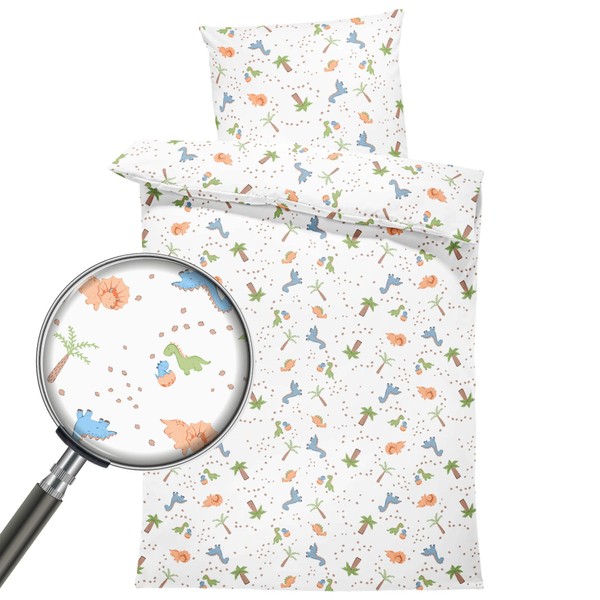 Totsy Baby Children's duvet cover 90 x 120 cm - children's bed linen set with pillowcase 60 x 40 cm in cotton dinosaur