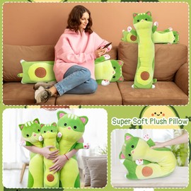 MUFEIRUO Long Cat Plush Pillow,90 cm Avocado Long Cat Body Plush, Long Cat Stuffed Animals Cat Plushie, Soft Long Plush Avocado Cat Stuffed Cat Plush Toys for Kids Birthday Christmas