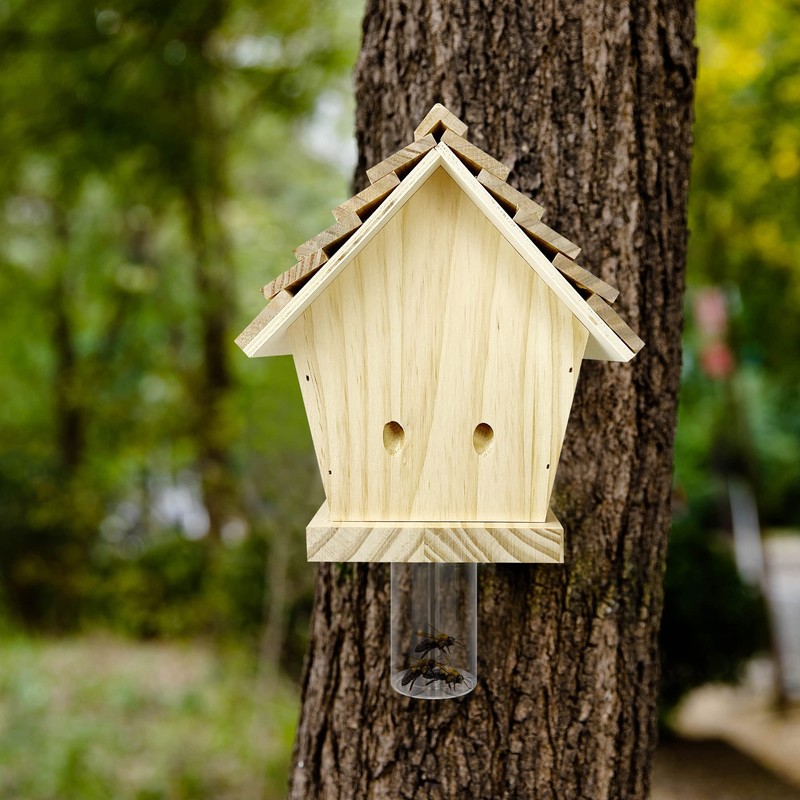 GAW Nature Wood Chalet Style Carpenter Bee Traps for Outdoors,