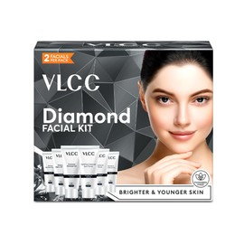 VLCC Diamond Facial Kit - Disposable |Salon Like Cleanser Scrub Cream Face Pack and Moisturizing Gel Included in 6 Steps at Home 2.12oz60g / VLCC 다이아몬드 페이셜 키트 - 일회용 | 집에서 6단계 만에 살롱 라이크 클렌저 스크럽 크림 페이스 팩 및 보습 젤 포함 2.12온스60g