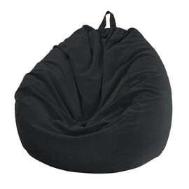 Chickwin - Bean Bag Chair Cover - Corduroy Bean Bag Chair Without Filling - For Outdoor and Indoor Relaxation, Lounge Chair, Bedroom Cushion - Black - 70 x 80 cm
