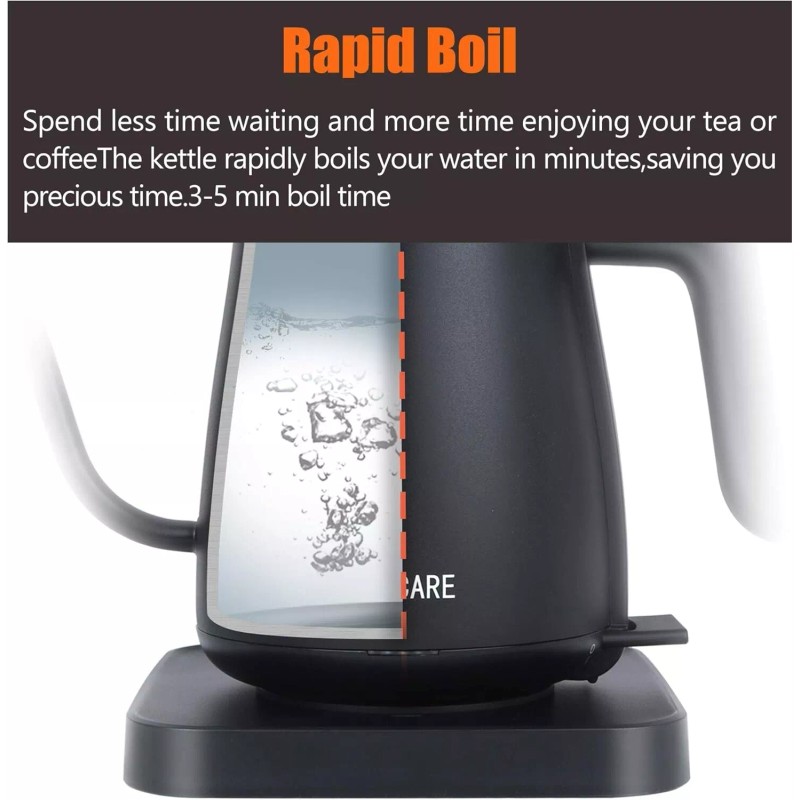 Boscare Electric Gooseneck Kettle 0.6 Liters / 600 ml Stainless