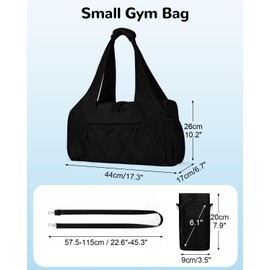 Outplea 20L Gym Bag with Water Bottle Bag for Women, Lightweight Sports Duffel Bags with Shoe Compartment for Yoga, Small Travel Duffel Bags, Black