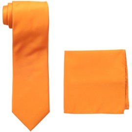 Stacy Adams Men's Satin Solid Tie Set, Orange, One Size
