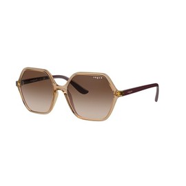 Vogue Eyewear Women's VO5361S Hexagonal Sunglasses, Transparent Caramel/Brown Gradient, 55 mm