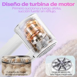 UIWDBDHE Maquina Quita Pelusa para Ropa,Quita Pelusa Eléctrico USB,Portátil Quita Bolitas para Ropa Potente Succión,con 3 Velocidades Ajustables,Cuchilla 6 Hojas,Pantalla LED,para Ropa,Suéter,Sofá.