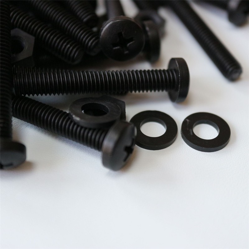 20 x Black Pan Head Screws Polypropylene (PP) Plastic Nuts