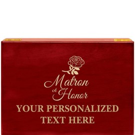 Crown Awards Matron of Honor Rosewood Humidor Gift, Customize with Your Own Text Engraving Prime