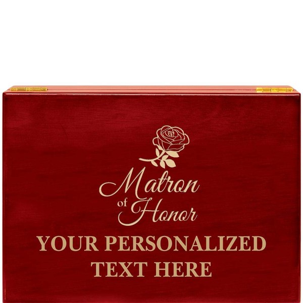 Crown Awards Matron of Honor Rosewood Humidor Gift, Customize with
