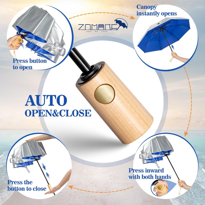 ZOMAKE UV Compact Umbrella Windproof Strong for Travel,Sun Umbrellas Folding