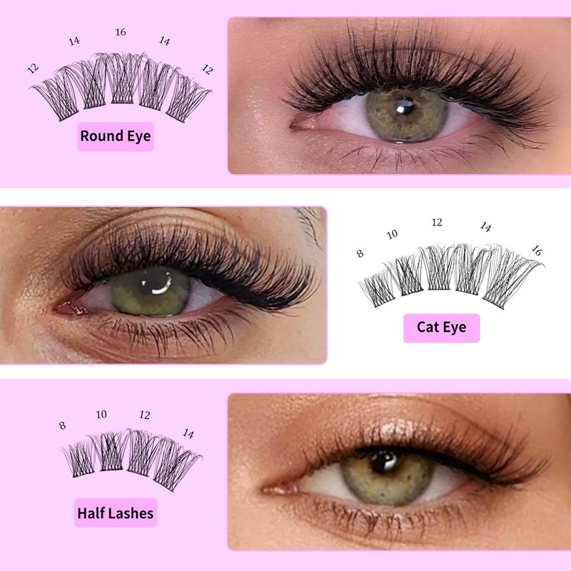 VEYESBEAUTY Eyelash Extensions Set, 5-Second Eyelash Clusters, Lashes, DIY Clusters,