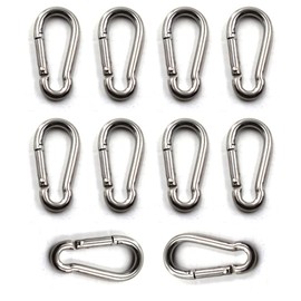 Flomore M4 Spring Snap Hook 304 Stainless Steel Climbing Carabiner Clip Heavy Duty Link Hook Keychain Pack Of 10