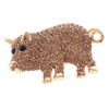 neXxtten Gold Tone Metal Crystal Pig Brooch P1497-LCT