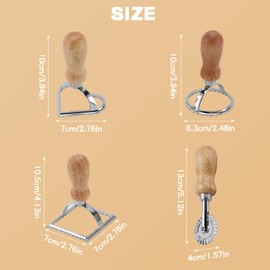 4 Pcs Ravioli Stamp Maker Cutter, Dumpling Maker Set Ravioli Stamp Set Ravioli Cutters Mold Ravioli Dumpling Maker Set Ravioli Cutter Stamp Maker Mold with Wooden Handle and Fluted Edge