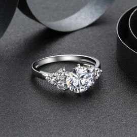 Qitian 3.01Ct Round Shape 8mm Zircon Gemstone 925 Sterling Silver Wedding Rings For Women Size 10