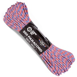 Atwood Rope MFG 550 Paracord 100 Feet 7-Strand Core Nylon Parachute Cord Outside Survival Gear Made in USA | Lanyards, Bracelets, Handle Wraps, Keychain (Flag)