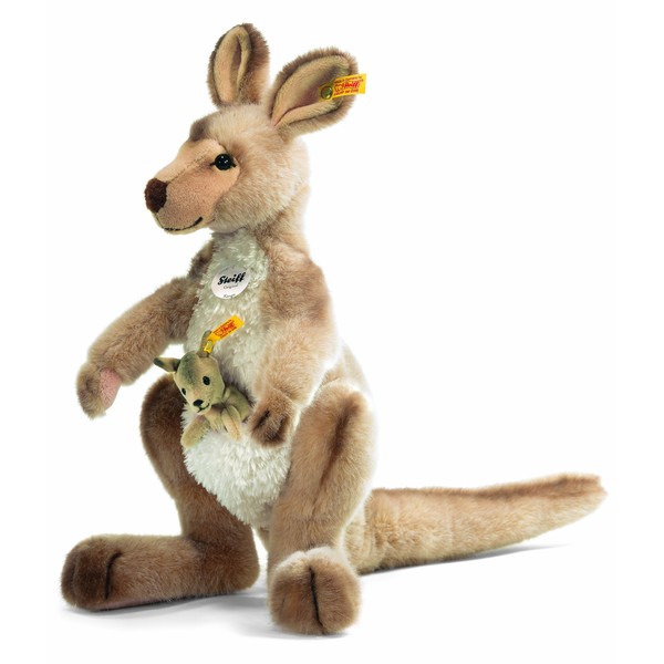 Steiff 064623 Kango Kangaroo Plush Animal Toy, Beige Tipped 16 inches