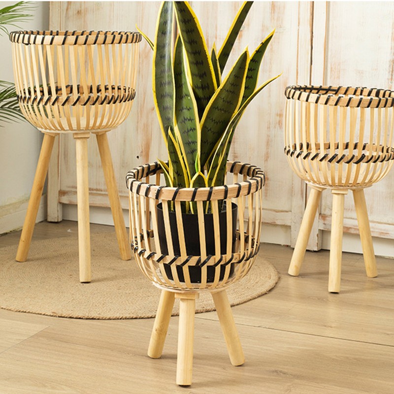 Woven Flower Pot Faux Rattan Planter High Living Room Floor