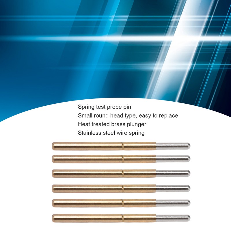100PCS Spring Test Contact Probes Brass Stainless Steel Round Head