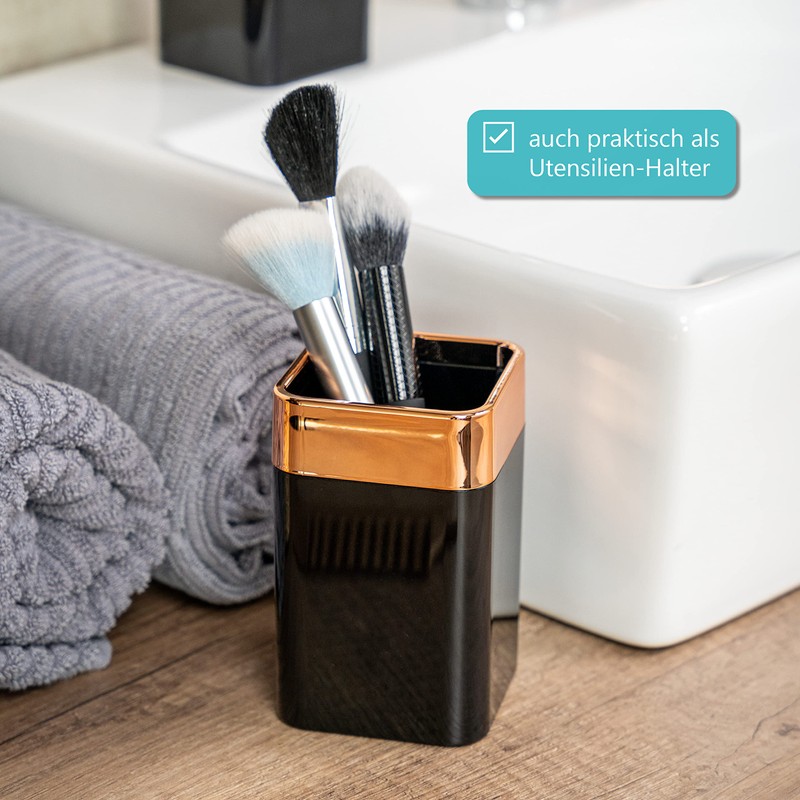 bremermann Savona Bathroom Set 3-Piece Plastic Black Rose Gold Soap