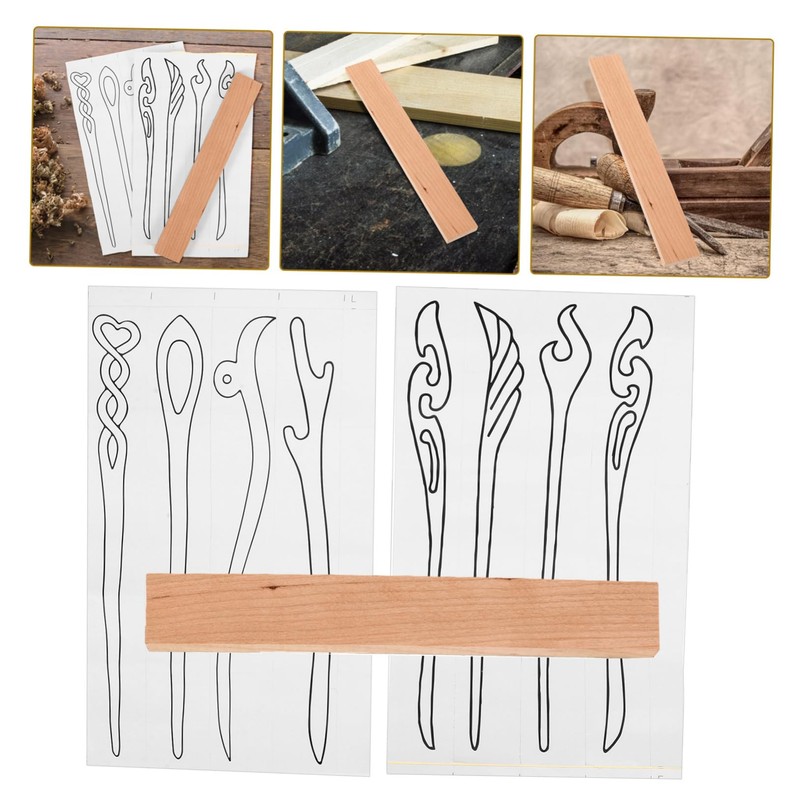 TEHAUX 1 Set Wooden Hairpin Making Block DIY Jewelry Accessory