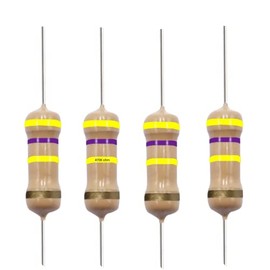 California JOS 470K Ohm Carbon Film Single Fixed Resistor 1/4 W (0.25 Watts) 5% Tolerance, (470K R, 470K ohm, 470K Ω) Resistor (10 Pack)