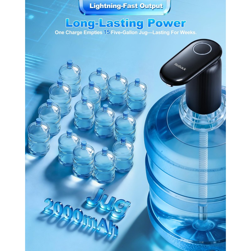 Highest-Output Water Pump for 1/2/3/5 Gallon Bottle,Quiet Water Dispenser