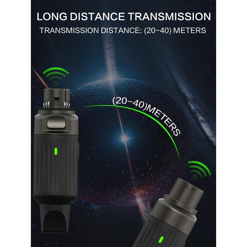 Ulumac Aroma 2.4GHz Wireless XLR Transmitter and Receiver, 130ft Range,