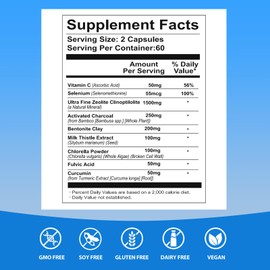 2300mg Zeolite Detox Capsules for Kids and Adults, Natural Premium Liquid Zeolite 120 pcs, Gut Health and Immune System Support, Gentle Daily Detox and Energy