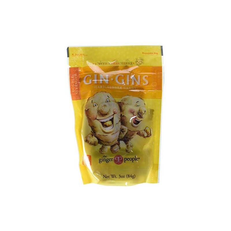 Gin Gins Double Strength Hard Ginger Candy, 3 oz, 6PK