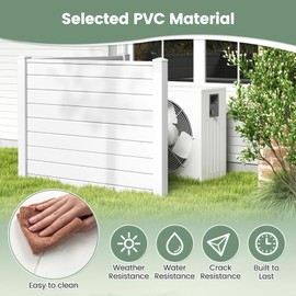 Giantex Air Conditioner Fence 2 Panels - 48''W x 36''H Outdoor Privacy Screen Trash Can Enclosure with 3 Stakes, PVC Vinyl Freestanding Picket Fences for Garden Patio Lawn AC Unit Pool Pump, White