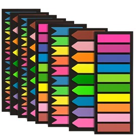 1600-Count Sticky Index Arrow Tabs – Colored Page Markers with 3 Designs, Writable & Removable PET Tabs for Books, Notes & Documents