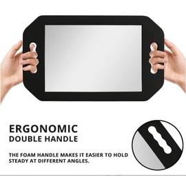 mpowtech Double Handle Mirror - Large Hand Held Mirror(16.14" x 9.84") Barber Mirrors Handheld,Salon Hand Mirrors with Handle,Barbershop Hair Salon Equipment Hairstylist and Barber Accessories