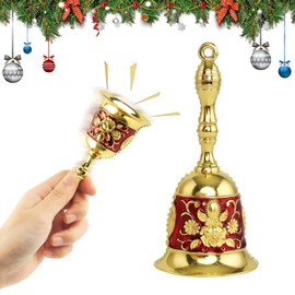 Jemmytu Christmas bell, hand bell, table bell, made entirely of metal (red)